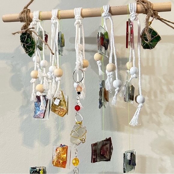 OOAK Assemblage Art Sculpture Hanging Decor Resin Handmade Mosaic Indoor/Outdoor - Picture 11 of 16